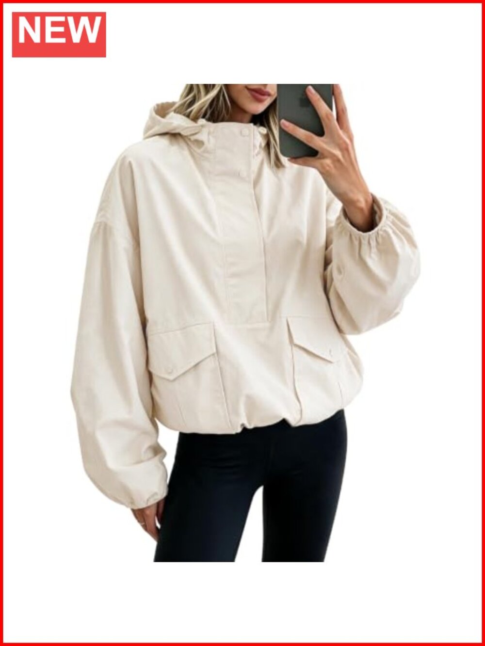 Women's Lightweight Hooded Half Zip Windbreaker Jacket for Hiking